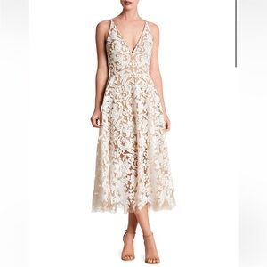 NWT Dress the Population white sequin dress with tulle